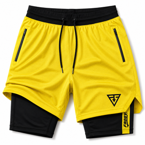 Pantalones Cortos Deportivos 2 en 1 para Hombre, de Secado Rápido, para Gimnasio, Entrenamiento, Fitness, con Bolsillos con Cremallera, Ropa Deportiva Transpirable - Product Image 1