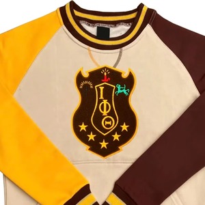 Sweat-shirts en molleton de coton à col rond et poche kangourou, couleurs contrastées, style Lota Phi Theta, pour l'automne et l'hiver, vente en gros - Product Image 2