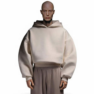 Sweat à capuche court et ample en coton épais 100 % personnalisé, de haute qualité, style streetwear, pour homme - Product Image 1