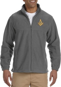 Veste polaire pour homme avec broderie carré et boussole maçonniques, fermeture éclair intégrale, lavage à la main uniquement - Product Image 3