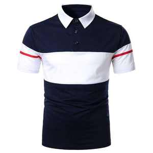 Polo homme à rayures géométriques tricolores 2026 – Coupe ajustée décontractée à manches courtes – Noir, blanc et rouge – Vêtement de sport - Product Image 5
