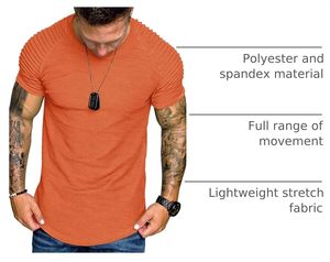 เสื้อยืดแขนสั้นผู้ชายสีส้มลำลองทรงปกติผ้าถักลาย 3 มิติ สไตล์มอเตอร์ไซค์และไบค์เกอร์ คอวี ผ้าโพลีเอสเตอร์/คอตตอน สำหรับใส่ในฤดูใบไม้ผลิ - Product Image 5
