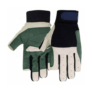 Guantes de pesca de medio dedo, de cuero verde y blanco, con cierre de gancho y bucle, unisex, para todas las estaciones, transpirables, ecológicos - Product Image 5