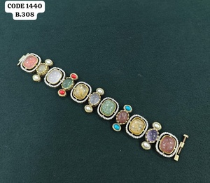 Designer Multi <b>Gemstone</b> <b>Bracelet</b> for Women Antique Gold Plated Natural Stone Statement <b>Bracelet</b> Fashion Jewelry Wholesale - Product Image 3