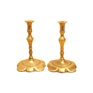 Elegant Polished <b>Brass</b> <b>Candlestick</b> Holders Set Of 2 Handcrafted Traditional Golden Metal Candle Stands For Home Decor & Table - Product Image 2