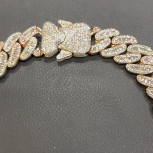 Chaîne cubaine en argent 925 plaqué or avec moissanite, style hip-hop urbain, bijoux de mode, collier de fête pour femme - Product Image 3