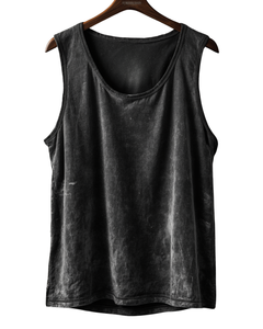 Débardeur de sport vintage pour homme, noir délavé, col rond, tricoté, couleur unie, style décontracté - Product Image 3
