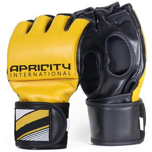 Gants de MMA de haute qualité pour adultes, couleur jaune et noir, en cuir véritable, légers, avec sangle de poignet réglable, fermeture à boucle, gants de boxe - Product Image 1