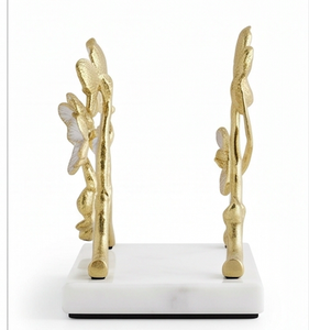 Porte-mouchoirs décoratif en métal doré et blanc, motif fleur de cerisier orientale, sur pied, pour cuisine et hôtellerie - Product Image 5