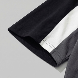 Camiseta Oversize con Bloques de Color |   Camiseta con Paneles en Negro, Blanco y Gris |   Ropa Urbana de Estilo Holgado y Resistente |   Fabricante OEM Personalizado - Product Image 4