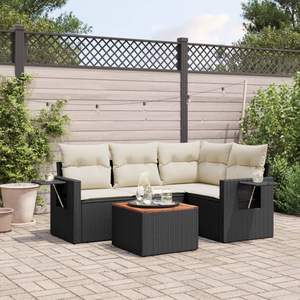 Conjunto de Sofá Plegable Grande para Jardín en Ratán Sintético Negro, Colección de Muebles Elegantes para Exteriores - Product Image 1