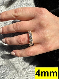 Pass Test S925 <b>Silver</b> Round Cut VVS Eternity Moissanite Diamond Hip Hop Tennis <b>Ring</b> for <b>Men</b> and Women - Product Image 6