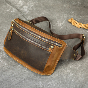 Bolso Bandolera de Cuero Genuino Crazy Horse para Hombre, Riñonera de Cuero, Bolso de Hombro para Viaje, Bolso de Pecho de Cuero para Hombre - Product Image 3