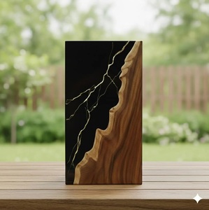 Luxury Black & Gold Resin Cremation Urn Modern Wood <b>Memorial</b> <b>Keepsake</b> Luxury Black & Gold Resin Cremation Urn Black & Gold Resin - Product Image 5