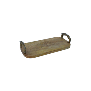 Wooden Serving Square <b>Tray</b> With Metal Gold Handle <b>Tray</b> Breakfast Lunch <b>Dinner</b> Kitchen Home Hotel With Best Quality From India - Product Image 6