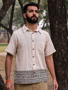 Men Handcrafted Cotton Short Sleeve Button <b>Down</b> Collar Shirt Casual Summer Wear Comfortable Breathable Natural Fabric Shirt - Product Image 6