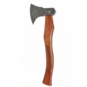 Hache artisanale en acier Damas avec manche en bois naturel – Collection classique pour l'extérieur et la décoration - Product Image 1