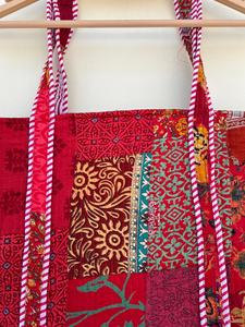 Sacs fourre-tout indiens faits à la main en coton patchwork pour faire du shopping - Product Image 3