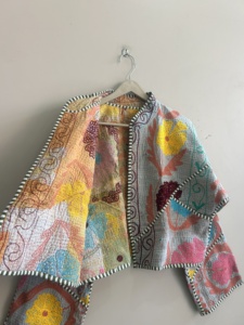 Indian Embroidered Vintage <b>Kantha</b> Boho <b>Jacket</b> Kiara Cut Suzani <b>Kantha</b> <b>Jacket</b> - Product Image 5