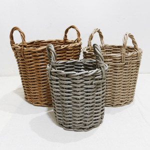 Cestas de Almacenamiento Rústicas de Mimbre Sintético con Asas, Organizador Rectangular Multiusos para Organizar - Product Image 1