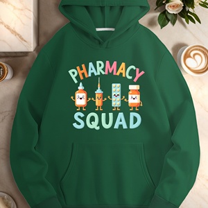 PHARMACY SQUAD Sudaderas con capucha de punto estampadas informales para mujer - Product Image 2