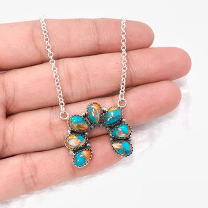 Collier pendentif en cuivre turquoise en forme de poire, collier en pierre précieuse taillée en poire pour femme, bijou fait main, cadeau pour elle - Product Image 1