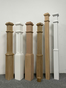 Boîte personnalisée Newels 4091FP Boîte en chêne rouge massif Newel avec panneau plat Détail Pièces d'escalier élégantes pour tout escalier d'EFS - Product Image 3