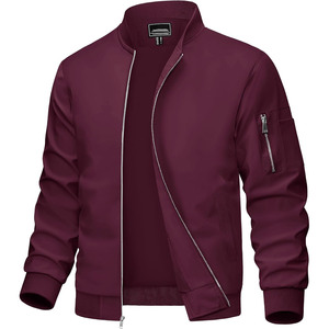 Blouson bomber vert olive pour homme, fermeture éclair, col montant, vêtement d'extérieur décontracté, coupe-vent, matière polyester, pour l'automne - Product Image 6