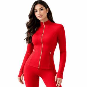 Conjunto Deportivo Ligero Personalizado para Mujer, Talla Grande, Chaqueta con Cremallera de Manga Larga, Pantalones de Cintura Alta, para Gimnasio, Fitness, Yoga, Otoño - Product Image 3