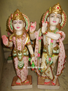 Makrana-escultura de mármol Natural de alta calidad, escultura sentado con vaca en columpio, religioso, Señor Krishna - Product Image 6