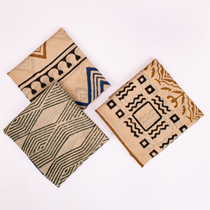 Handblock 3 Set Boho Natural Dye Printed Canvas Cotton Bandana Set Bagru <b>Style</b> Indian Eco-Friendly <b>Head</b> Neck Vintage Bohemian - Product Image 4