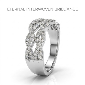Bague de mariage torsadée haut de gamme en or 18 carats avec diamants entrelacés pour les marchés américain et britannique – Fabrication de bijoux sur mesure - Product Image 1