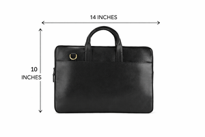 Classic Black Genuine Leather Laptop Bag for Men with Organized Main Compartment and Accessories Storage - Product Image 6