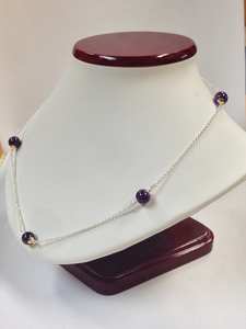 Collier en améthyste, argent sterling 925 massif et or jaune 14 carats, bijoux fins en pierres précieuses pour femmes, cadeau - Product Image 3