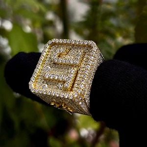 Custom Iced Out Name <b>Ring</b> 925 <b>Silver</b> VVS Moissanite Diamond Initial Letter <b>Ring</b> Hip Hop Bling <b>Ring</b> for <b>Men</b> Luxury Statement Jewe - Product Image 2