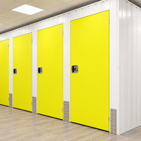 Unité de stockage autonome jaune avec accès par serrure à cadenas, casier de stockage autonome à compartiments modulaires en une seule rangée, unités de stockage pour entrepôt