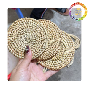 Natural handmade rattan plate placemat woven <b>table</b> <b>mat</b> for dining room and kitchen decor - Product Image 3