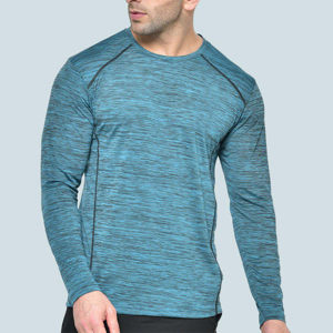 T-shirt homme manches longues en tricot, col rond, couleur unie, coupe classique, style décontracté, bleu - Product Image 6