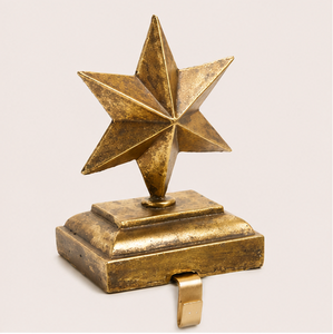 Handmade Vintage Star Shaped <b>Stocking</b> Hook Rustic Gold Metal Fireplace Mantel Decoration Durable Christmas Decor Accessories - Product Image 3