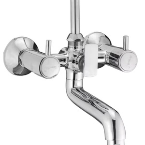 Grifo mezclador de pared 2 en 1 Tikton cromado premium con banda en L para agua fría y caliente, para lavabo de baño y ducha, duradero y de uso intensivo. - Product Image 1