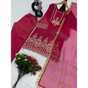 Conjunto de Traje de Fiesta para Mujer de Diseñador, Top, Pantalón y Dupatta con Encaje Elegante - Product Image 4