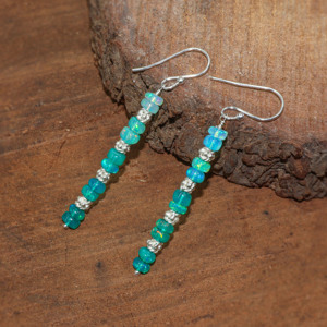 Pendientes colgantes lineales con cuentas, ligeros, con cadena larga y cuentas - Product Image 3