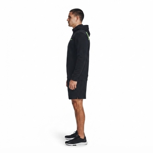 Sudadera con capucha de entrenamiento para hombre, personalizada, de corte muscular, con cremallera de un cuarto, mezcla de rendimiento, elástica mecánica, cintura cónica, con costuras planas, para gimnasio - Product Image 3