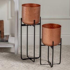 <b>Large</b>, Round, Indoor/Outdoor Metallic Gold Metal <b>Planter</b> - Product Image 4