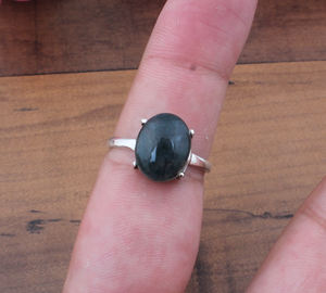 Natural Green Moss Agate Bezel Setting Brilliant Cut 925 Sterling Silver Gemstone <b>Ring</b> Unique Dendritic Agate Statement Women - Product Image 1