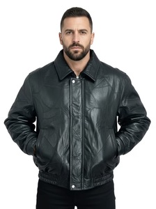 Men's 2026 Retro Leather Garment Dyed Breathable Jacket New Style Hip Hop Biker Coat Waterproof Eco-Friendly Windproof XS Front - Product Image 2