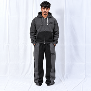 Ensemble de survêtement unisexe personnalisé respirant pour l'automne, coupe oversize, avec sweat à capuche zippé et pantalon de jogging large, style streetwear, assorti pour couple - Product Image 5