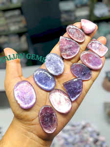 Alta calidad Gemmy buena calidad lepidolita Micca cabujón hecho a mano piedra de cristal Lisa parte posterior plana para la fabricación de joyas - Product Image 2