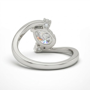Anillo de Diamante Cultivado en Laboratorio con Corte Pera y Detalles de Diamantes Redondos |   3.40 CT Certificado por IGI Oro Blanco de 8k - Product Image 4