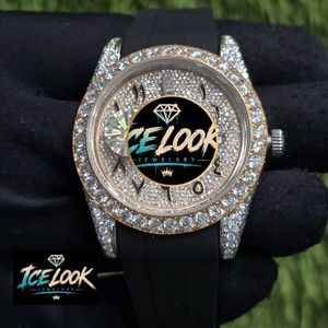 ICE LOOK JEWELERY นาฬิกาข้อมือผู้หญิงฝังเพชร สแตนเลสสตีล ขอบคริสตัลแซฟไฟร์ หน้าปัดโรเดียม สายยาง 11 มม. - Product Image 1